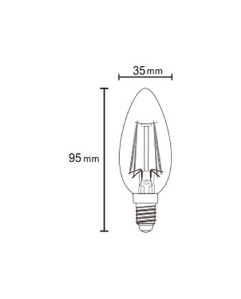 BOMBILLA LED - E14 VELA FILAMENTO - 4W - 2700K - 400Lm - 360º